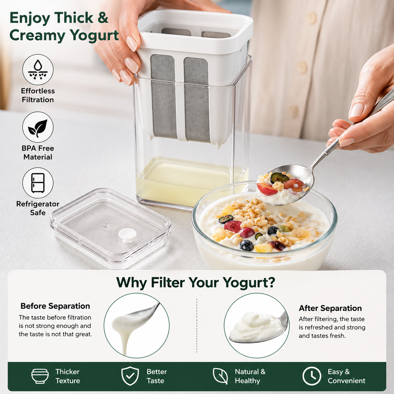 Greek Yogurt Maker Strainer 1100ML