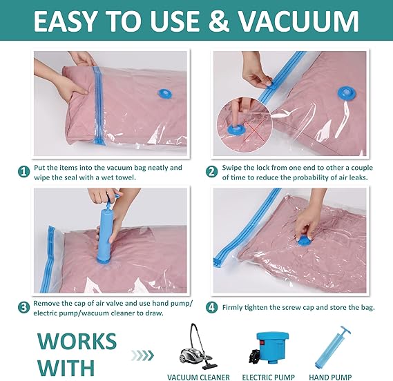 Vacuum Storage Bags with Hand Pump