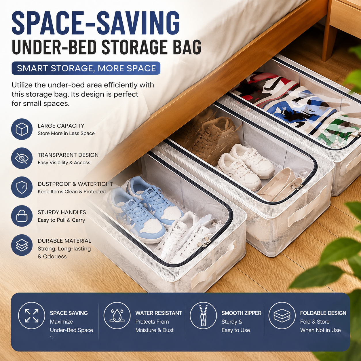 Shoe Storage Box With Steel Frame (60x30x15cm)