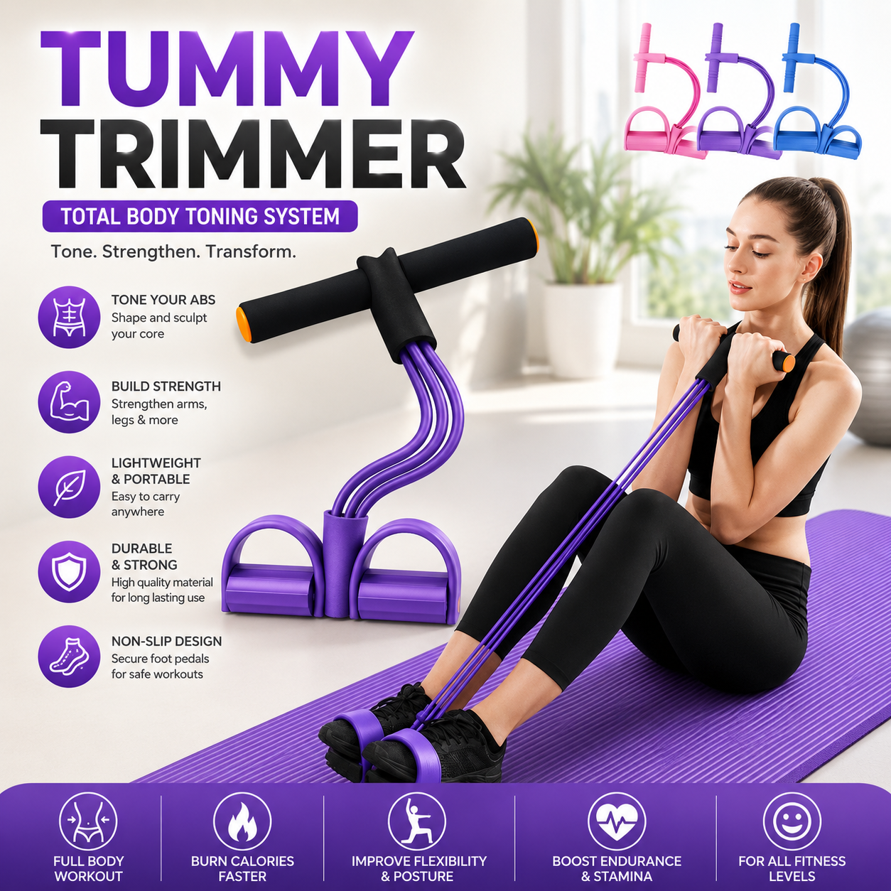 Tummy Trimmer for Men & Women – Home Workout Equipment