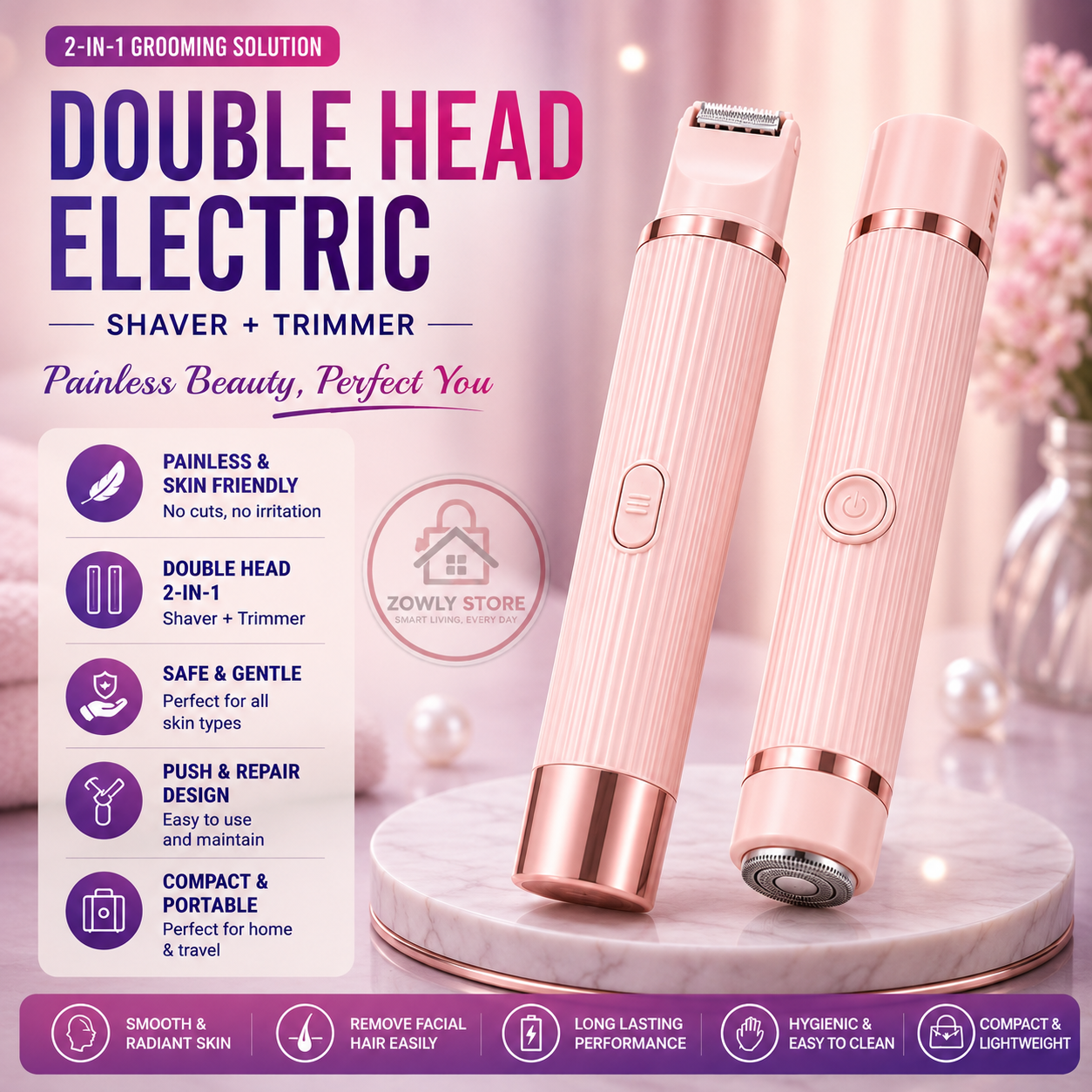 2in1 Double Head Electric Shaver+Trimmer