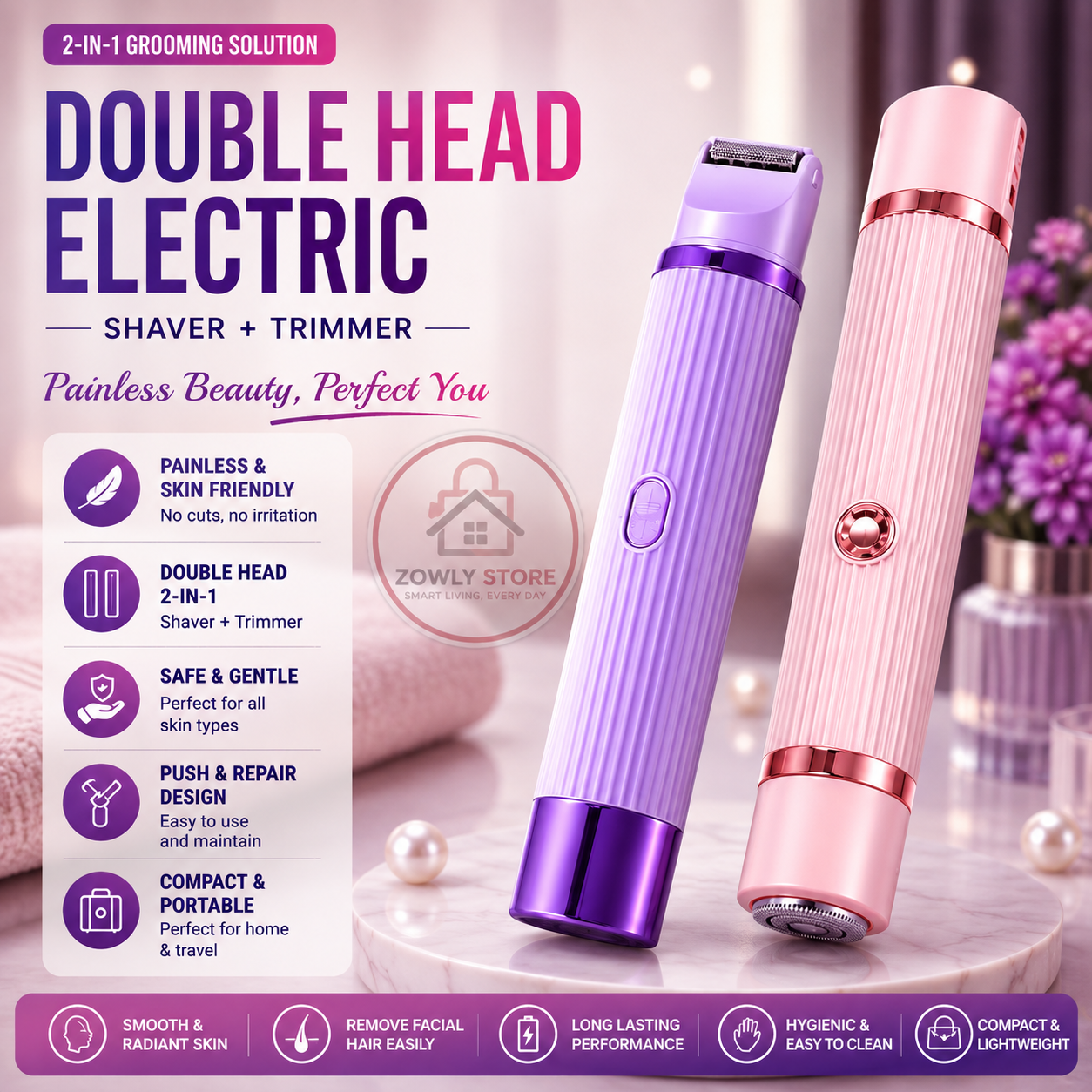 2in1 Double Head Electric Shaver+Trimmer