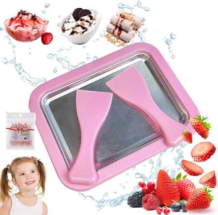 Instant Rolled Ice Cream Maker, Frozen Dessert Preparation Pan, Homemade Ice Cream Maker Tray, Homemade Ice Cream Roll Kit